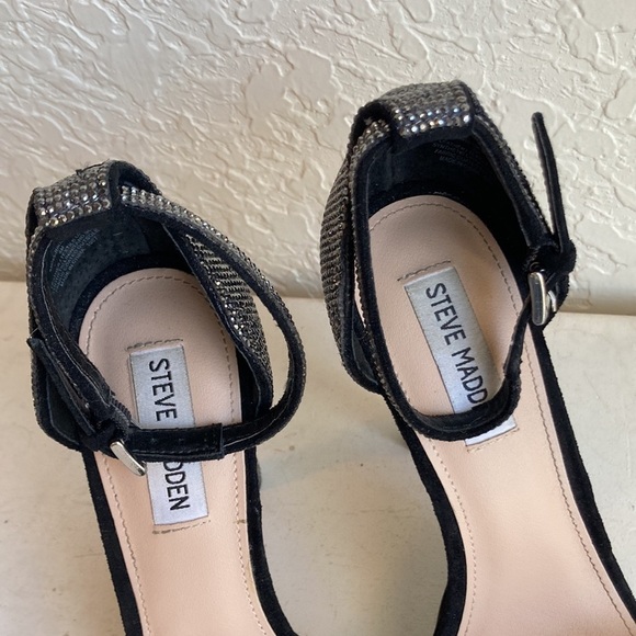 Steve Madden black kisha leather suede sequins heels - Picture 4 of 13